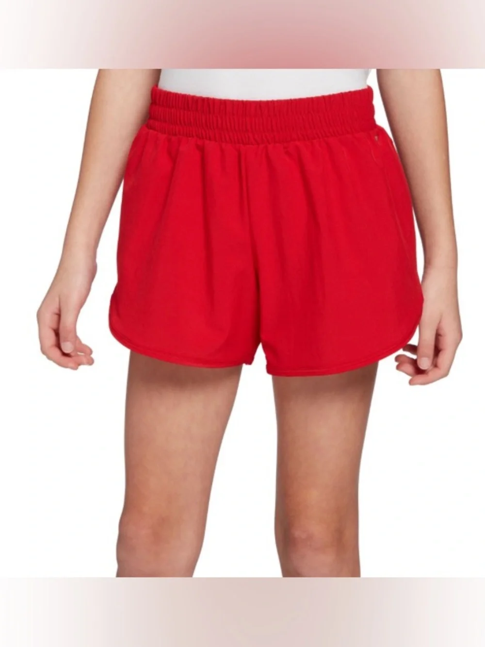 DSG Girls Solid Red Mid Rise Athletic Stride Shorts Size S 8-9 Built In Brief